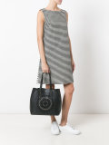 geometric pattern studded tote