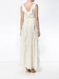 floral embroidered ruffled gown