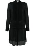 pleated bib shirt dress