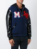 patch detailing hooded bomber jacket