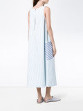 flower embroidered striped midi dress