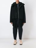 layered hooded coat