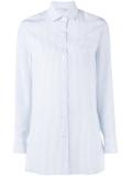cut out back pinstriped shirt