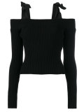 lace-up straps knitted blouse