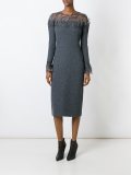 lace panel long sleeve shift dress