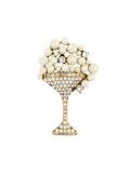 pearl embellished martini glass pin