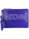 studded logo clutch