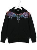 wing print zip hoodie