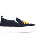 smile patch denim slip-on sneakers