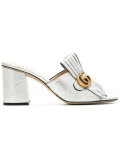 metallic fringed mules