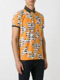 contrast floral print polo top