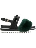 rabbit fur trim sandals 