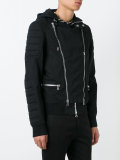 hooded biker detail jacket