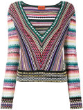 V-neck zig-zag stripe jumper