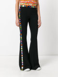 mirror embroidered flared trousers