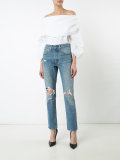 distressed high-rise jeans 