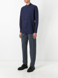 Seersucker mandarin collar shirt