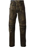 metallic slim biker jeans 