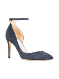 ankle strap denim pumps
