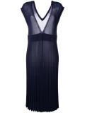 pleated rib v-neck dress