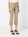 3/4 length, cropped trousers with turn-up hem