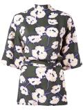Whisper print open back blouse