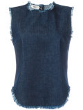 sleeveless frayed denim top