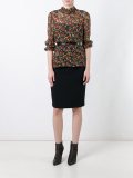 floral ruffle neck blouse