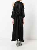 frill hem cold-shoulder dress