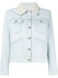 embellished-collar denim jacket
