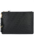 logo embossed clutch