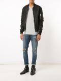 chained zipper bomber jacket