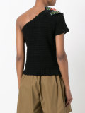 embroidered one shoulder top