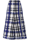 plaid wide-legged cropped trousers