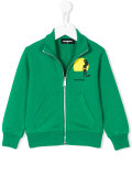 logo print zip cardigan