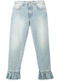 ruffle-trimmed cropped jeans