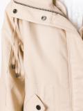 zipped up parka coat