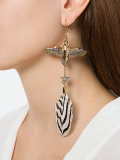 bird feather pendant earrings