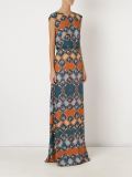 abstract print crew neck gown