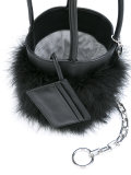 feather trim chain tote 