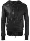 hooded leather jacket