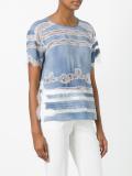 lace detailing denim T-shirt
