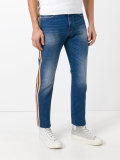 stripe panel straight jeans