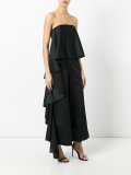 ruffled satin-backed crepe gown