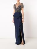 embroidered ruffle detail dress