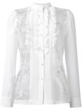 ruffle trim lace panel blouse