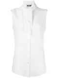 sleeveless neck tie blouse