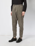striped drop-crotch trousers