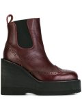perforated wedge ankle boots