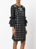 grid puff sleeve dress